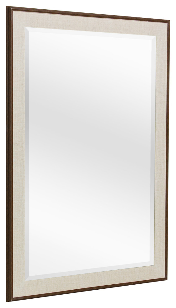 Head West 29.5 x 41.5 Brown and Cream Beveled Mirror, 41.5" H X 29.5" L