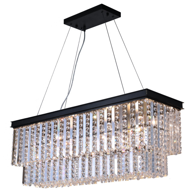 Kensington 7Light Antique Bronze Rectangular Crystal Chandelier