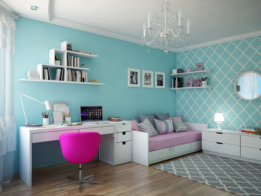 Детская комната в голубых тонах