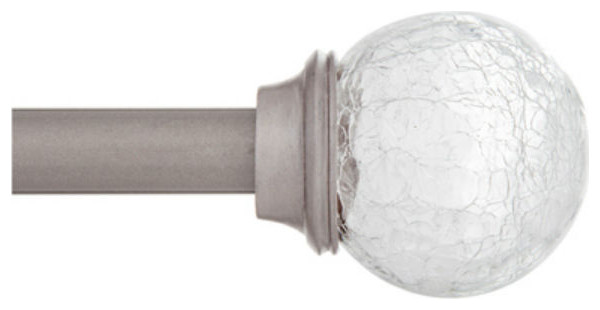 Kenney KN75300 Walden Crackled Glass Ball Finial Curtain Rod, Pewter, 28" - 48"