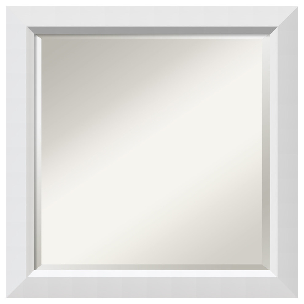 Blanco White Beveled Wood Bathroom Wall Mirror - 23.5 x 23.5 in.