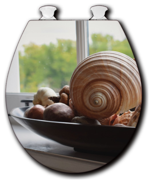 White Toilet Seat, Shells on the Shelf Beach Style Toilet Seats