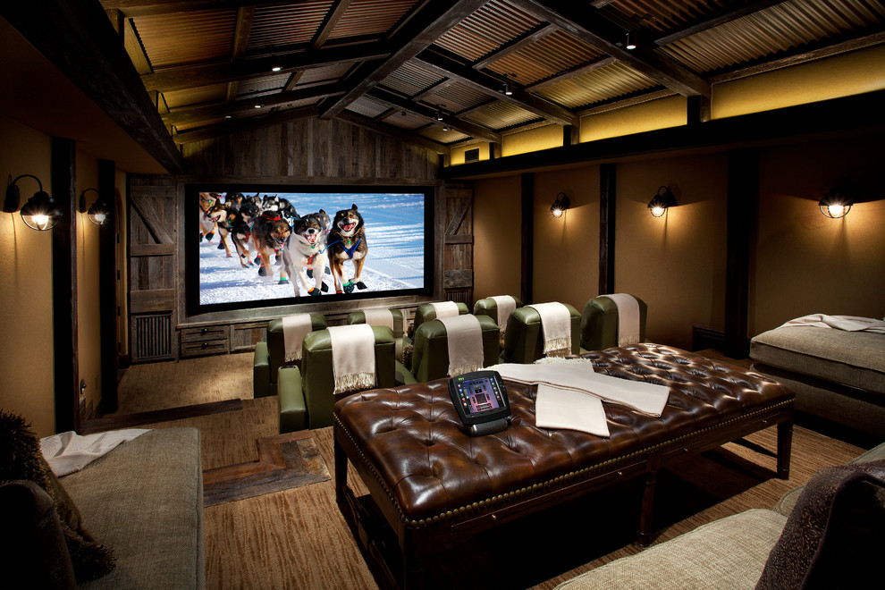 This is an example of a mediterranean home theatre in Phoenix.