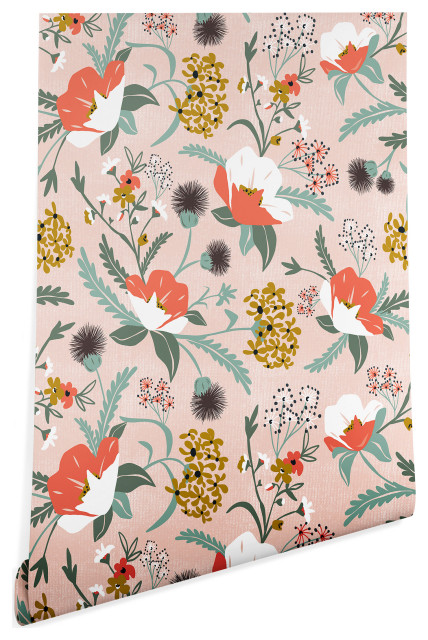 Deny Designs Heather Dutton Poppy Meadow Blush Wallpaper, 2'x4 ...
