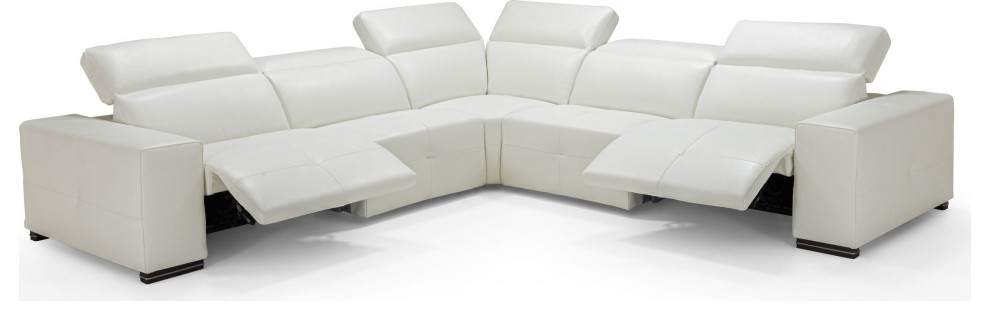 Camilla Motion Sectional - Orange, White, Full Grain Italian Leather