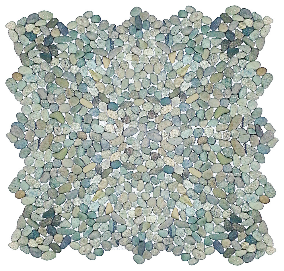 12"x12" Mini Green Pebble Stone Tile Sheet