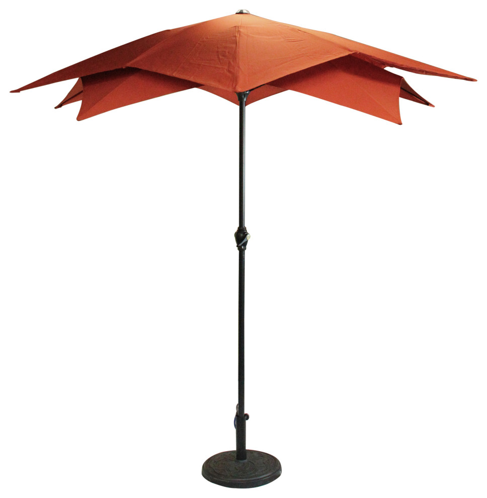 8.85' Outdoor Patio Lotus Umbrella with Hand Crank Terracotta Contemporary Outdoor Umbrellas