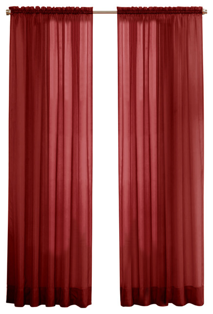 Drapes Modern 4Pc Premium Quality Solid Burgundy Red Velvet Curtain Set 