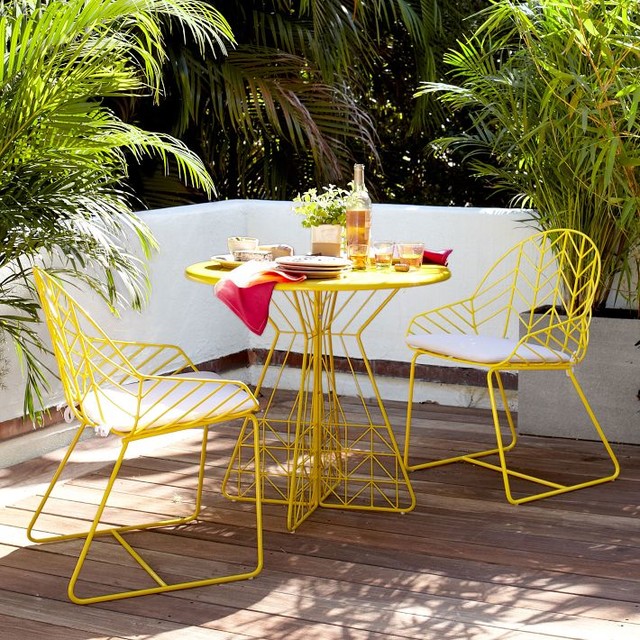 Bend Dining Table + 2 Chairs, Yellow