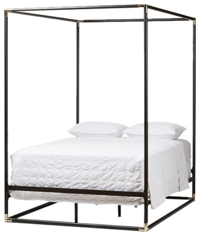 Eva Vintage Metal Canopy Queen Bed Transitional Beds By Eva Vintage Metal Canopy Queen Bed Black