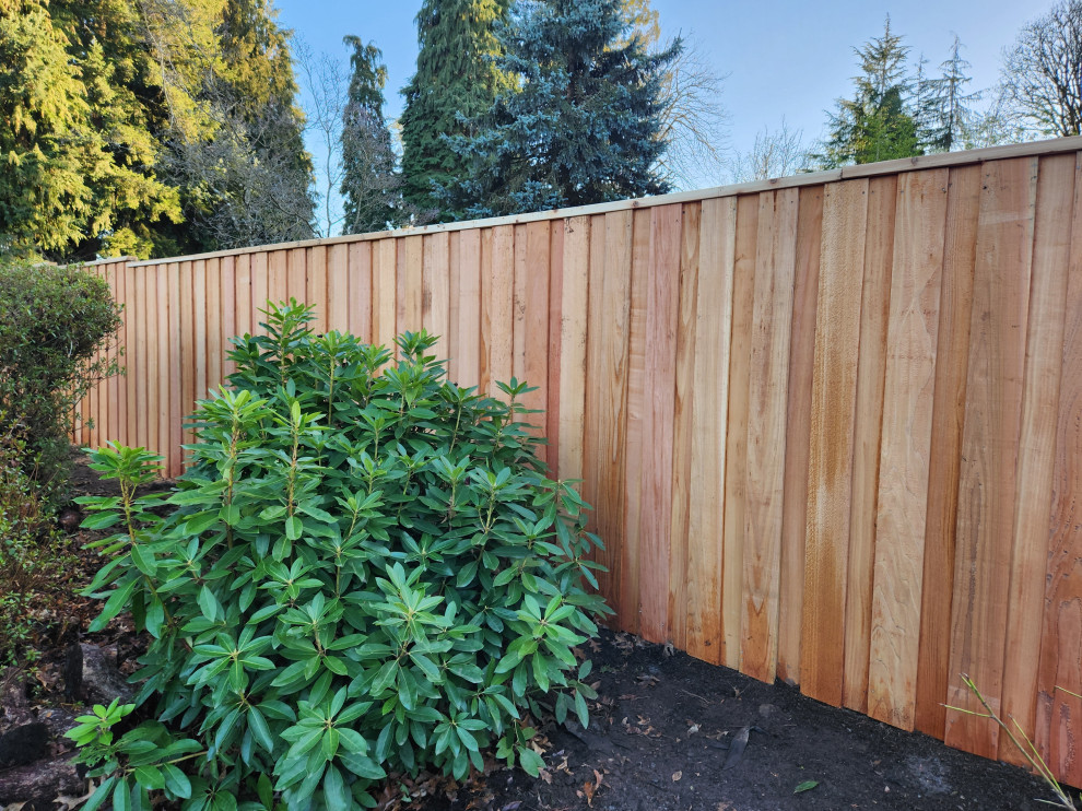 Privacy fence overlapped with clear cedar with metal post
