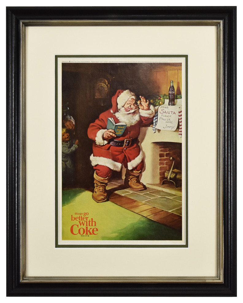Original Vintage 1963 Santa Coca, Cola Christmas Ad Print