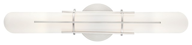 Slayton 26" Wide Etched White Glass LED Bathroom Light