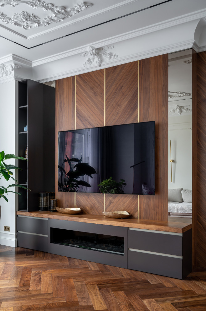 Мебель в гостиную со шпоном американского ореха