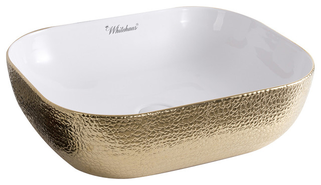 Whitehaus WH71333-F25 Ceramic Sink w/ Embossed Exterior And Smooth Interior