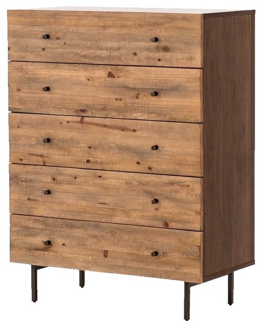 Harlan Reclaimed Wood 5 Drawers Tall Dresser 48 Rustic