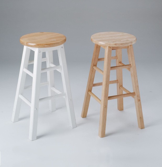 2 Metro Bar Stools in Natural and White - Rustic - Bar Stools And