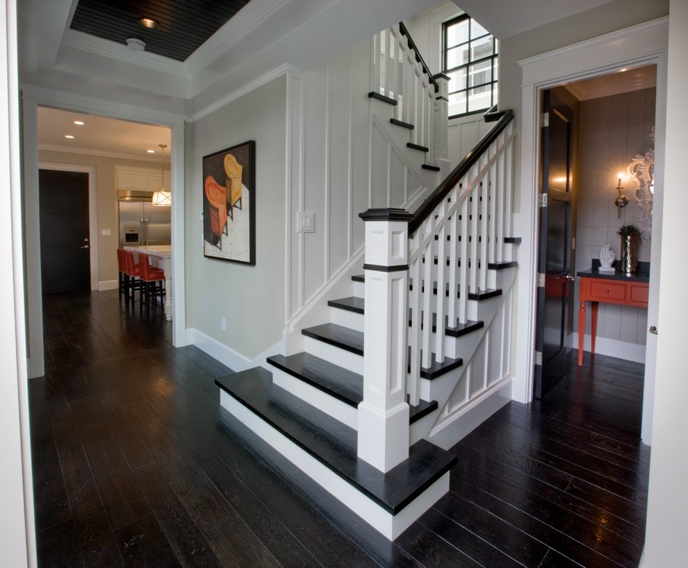 Entry Hall, Stairs and Powder Bath - Traditional - Staircase - Orange ...