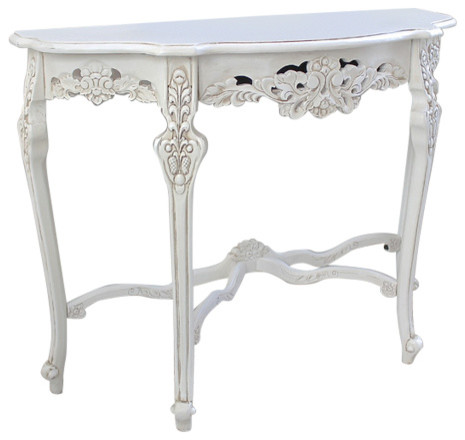 International Caravan Windsor Half Moon Wall Table In Antique White Victorian Console Tables By Homesquare