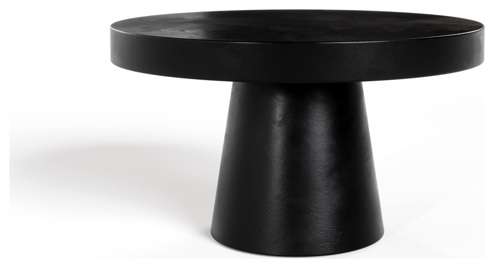 Modrest Desoto Modern Black Concrete Round Coffee Table - Industrial ...