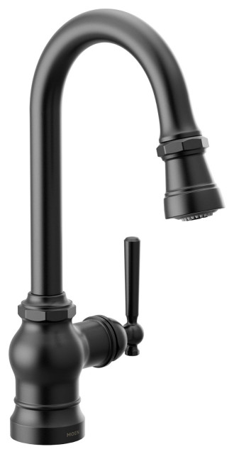 Moen One-Handle Pulldown Single Mount Bar Faucet Matte Black, S52003BL