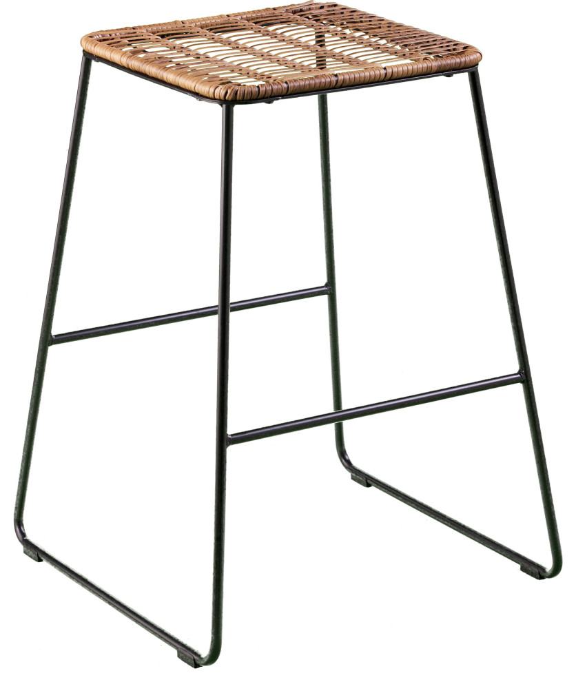 Rihandi Stackable Rattan Outdoor Counter Stools (Set of 4) Tropical