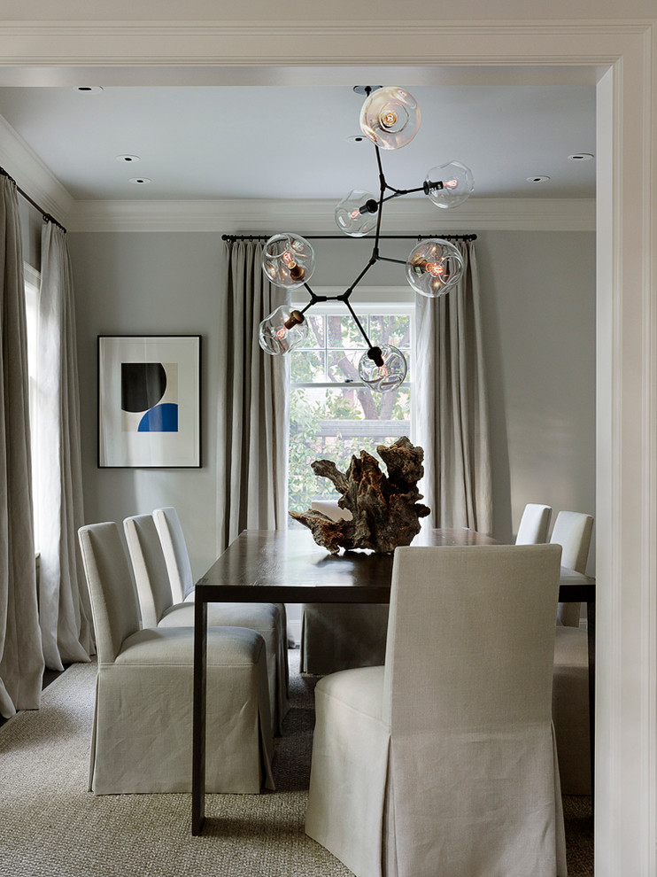 Photo of a traditional separate dining room in San Francisco with grey walls.