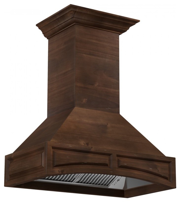 ZLINE 30 in. Wooden Wall Mount Range Hood in Walnut Traditional Range Hoods And Vents by