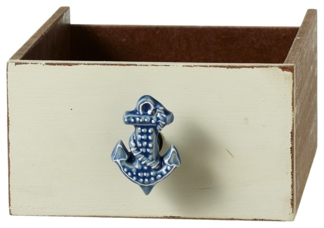 Blue Ships Anchor Drawer Knob Pull Ceramic Beach Style Cabinet