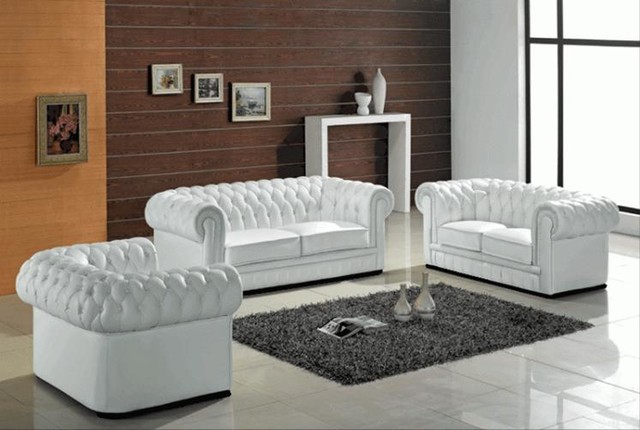 Esquire Leather 3 Piece Sofa Set Modern Living Room Calgary