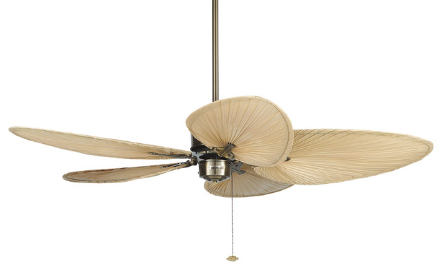 Islander 52 Ceiling Fan Antique Brass Finish With Narrow Palm Blades