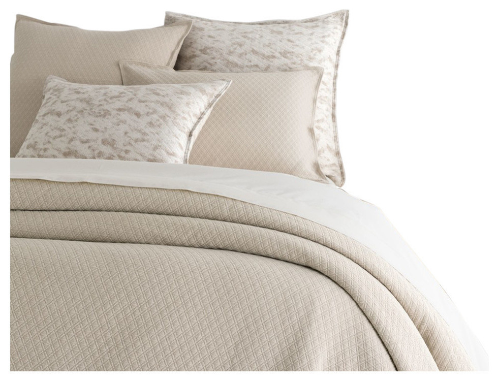 Diamond Matelasse Coverlet, King, French Contemporary Quilts And