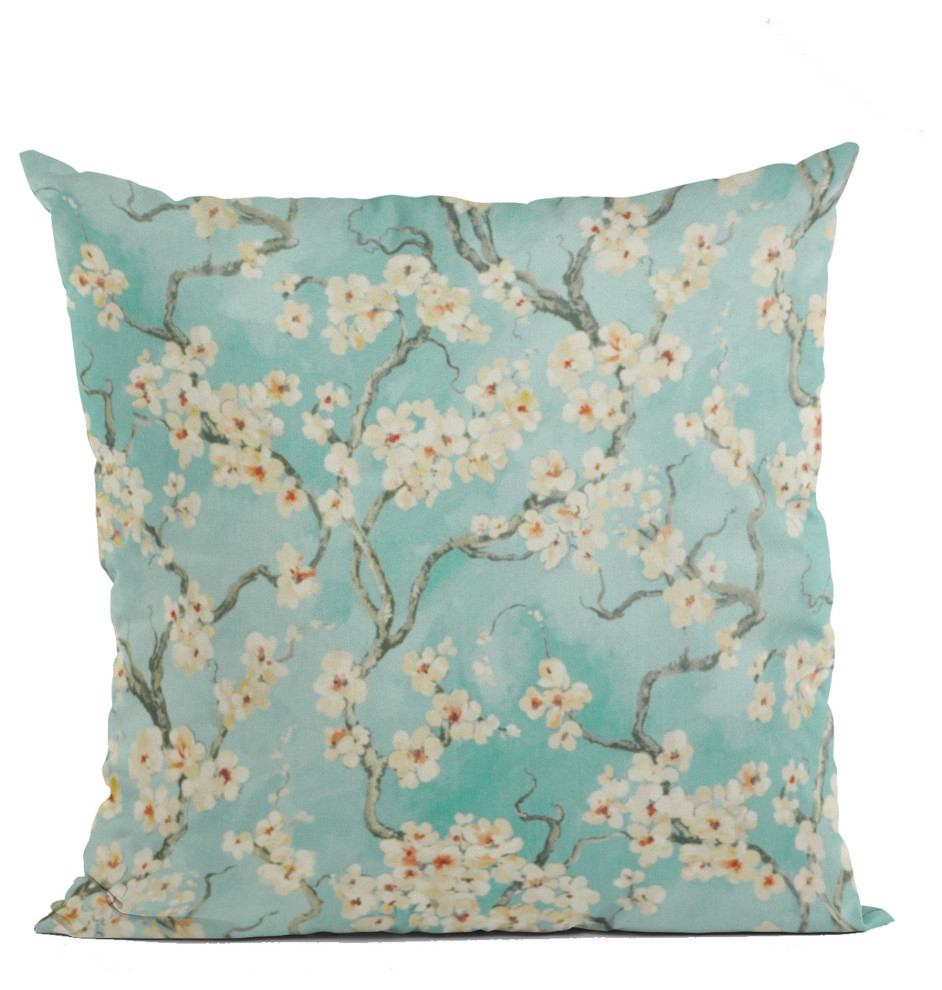 Spa Garden Cherry Blossoms Luxury Throw Pillow, Double sided 20"x30" Queen