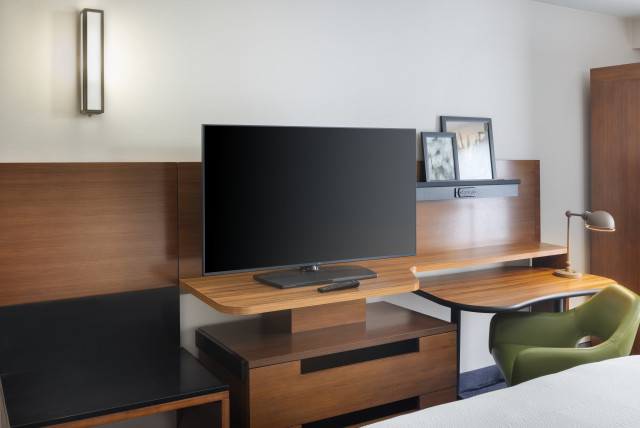 Fairfield Media Wall & Desk Millwork Detail scandinavian-bedroom