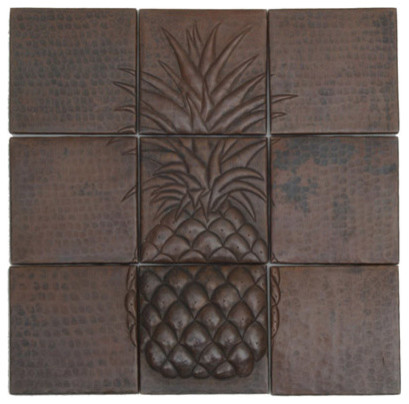 Pineapple Mosaic Design Hammered Copper Tile
