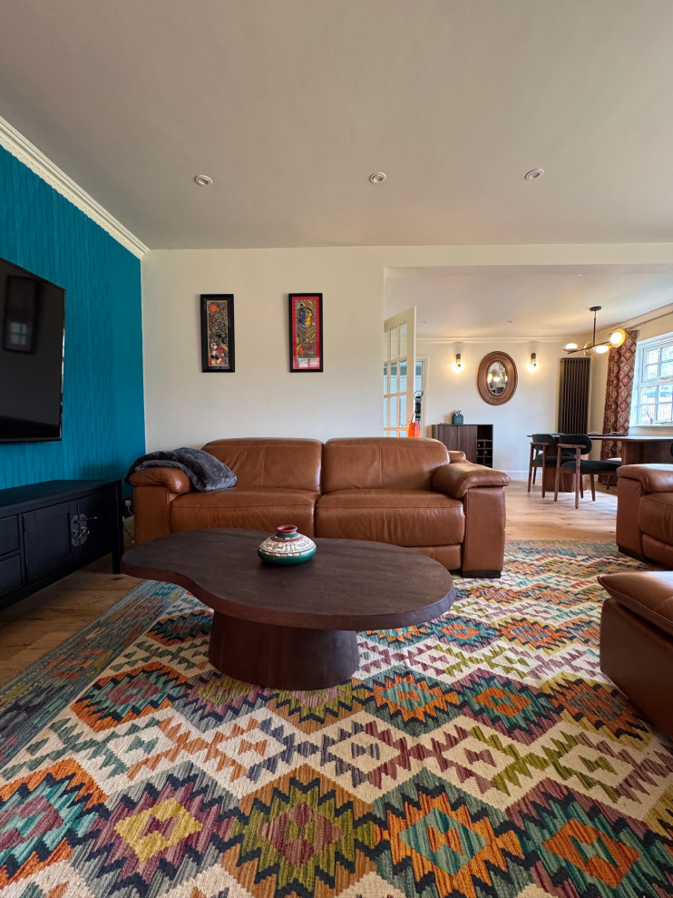 Bold and ethnic Transitional style Living/Dining room
