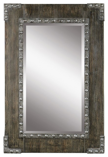 Industrial Wall Mirror uttermost 09137 malton rustic wood wall mirror - industrial - wall Industrial Wall Mirror uttermost 09137 malton rustic wood wall mirror - industrial - wall