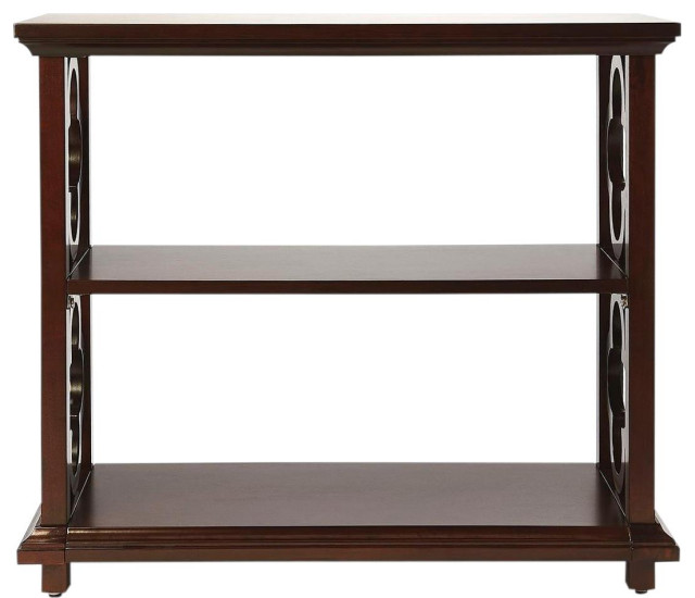 Bookcase Quatrefoil Sides Open Back Plantation Cherry Distressed Mediterranean Bookcases
