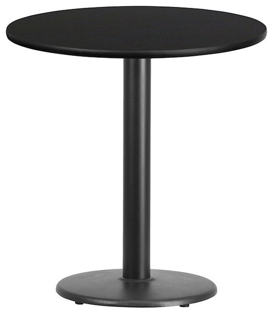 Flash 24'' Round Laminate Table Top/18'' Round Base, Black