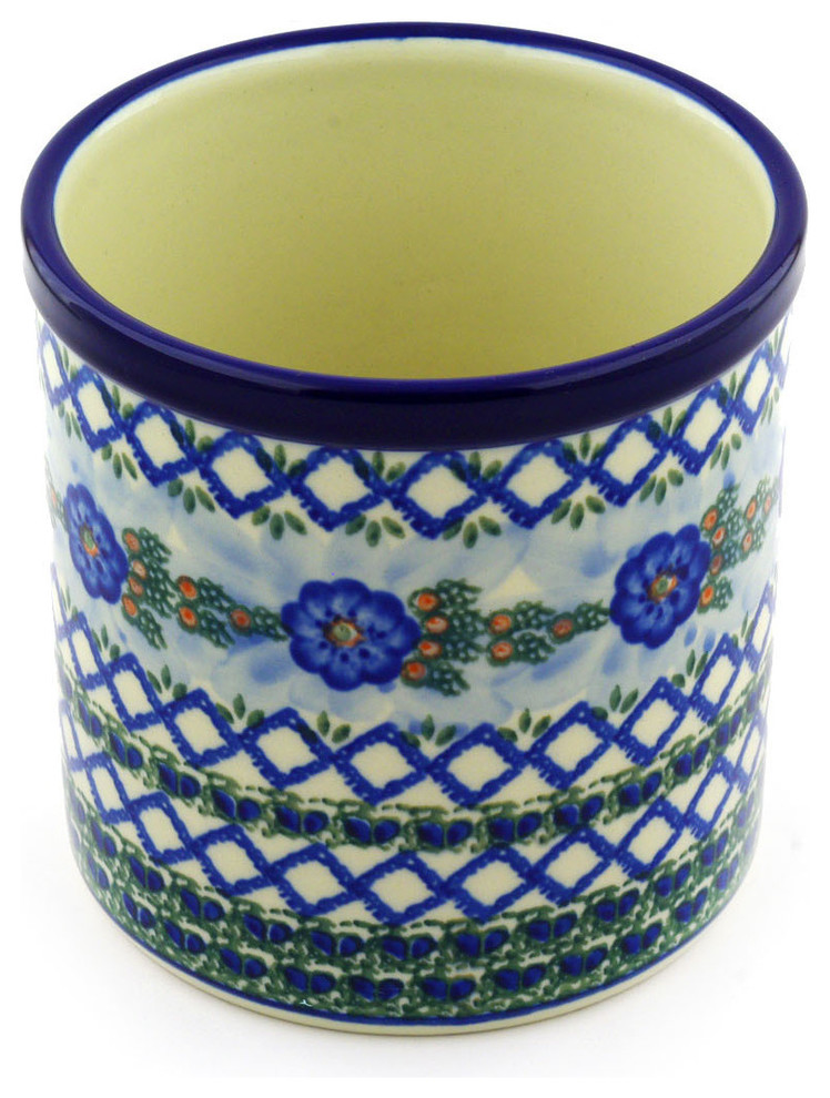 Polmedia Polish Pottery 6" Stoneware Utensil Jar Mediterranean