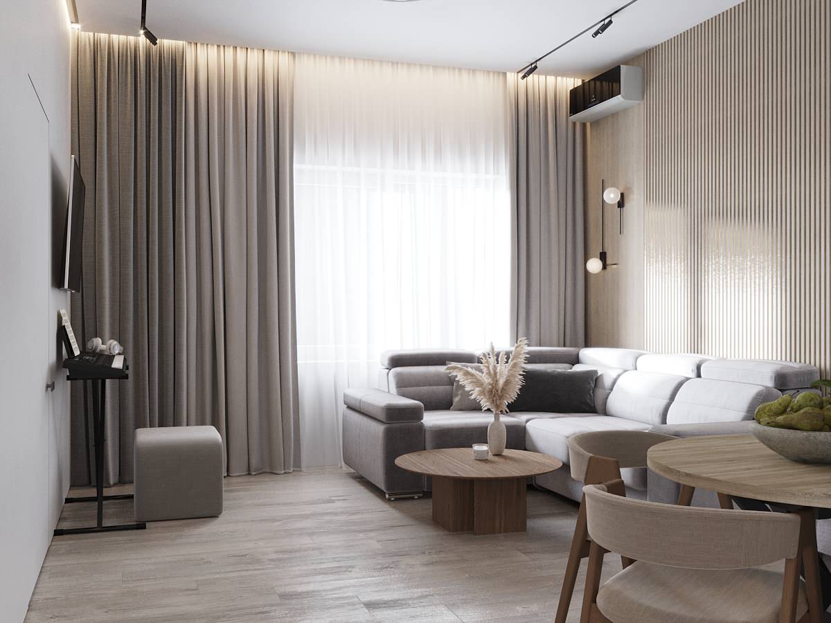 Трёхкомнатная квартира в монохромных тонах