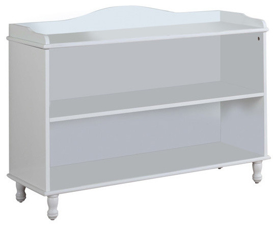 Wood 2 Tier Bookcase White Finish Transitional Bookcases By