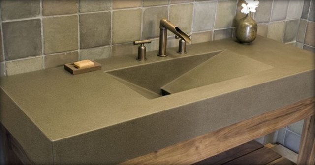 Polished Concrete Sink Minimalistisch Badezimmer Toronto