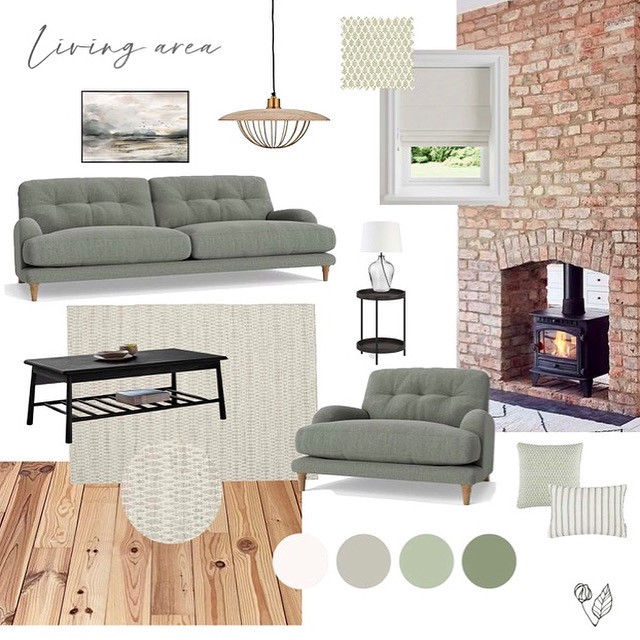 Contemporary country living room moodboard