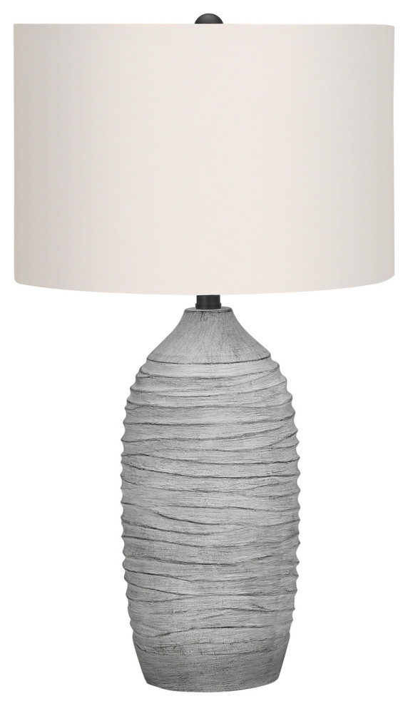 Lighting, 27"H, Table Lamp, Gray Resin, Ivory/Cream Shade, Modern