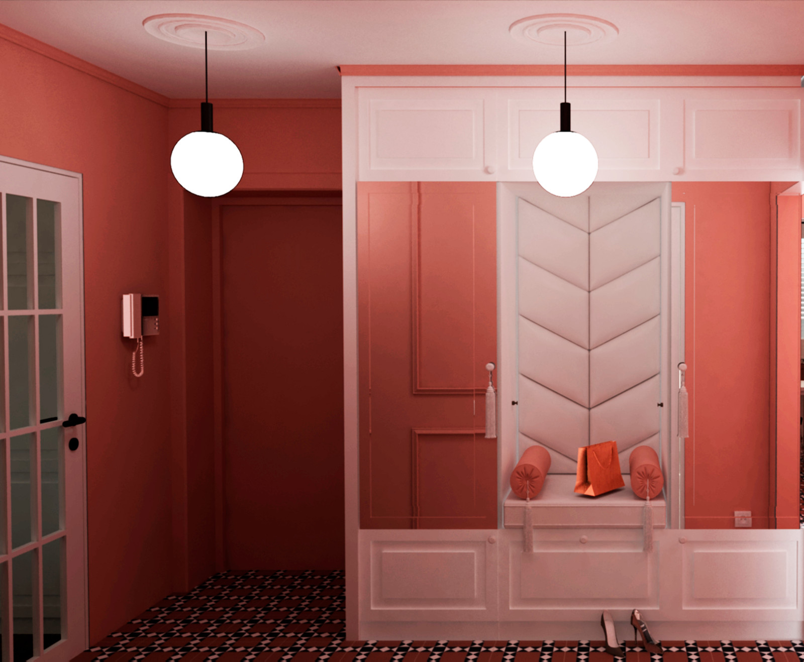 Коридор с ярким полом