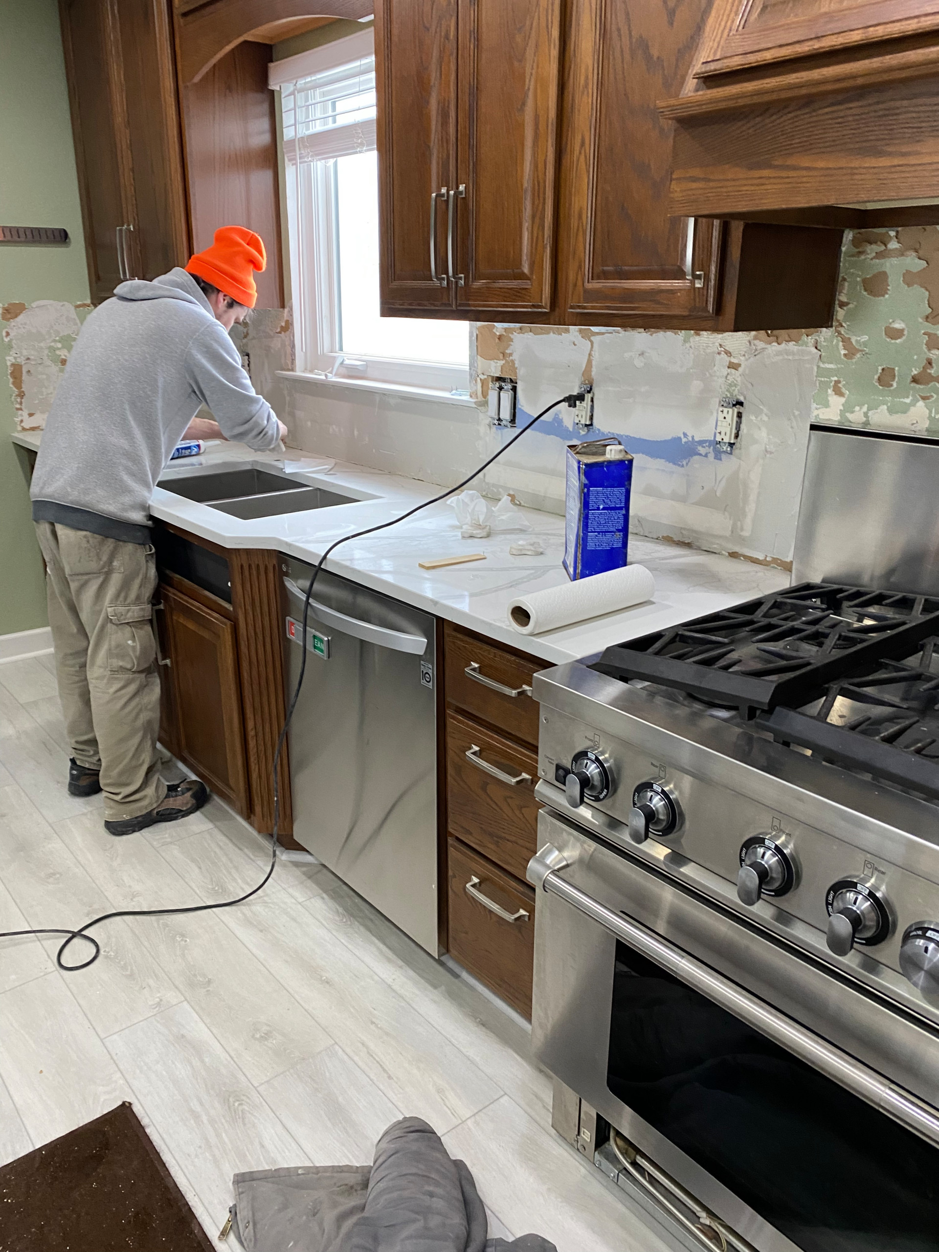 Waterford Quartz countertop and subway backsplash