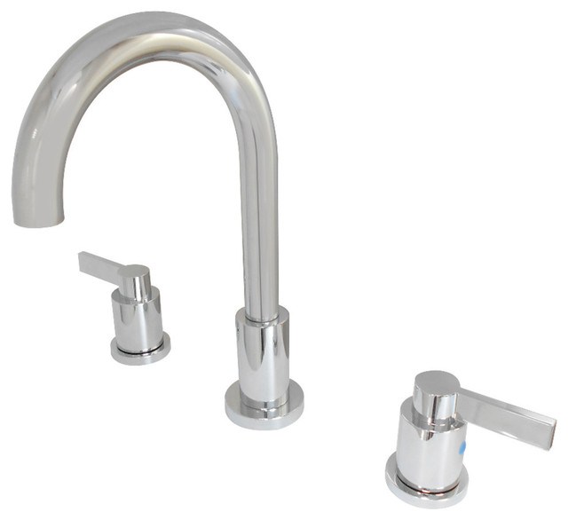 Widespread Bathroom Faucet, Brass Pop-Up, Polished Chrome