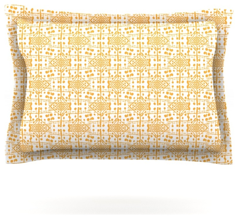 Apple Kaur Designs "Diamonds" Yellow Squares Pillow Sham, Cotton, 40"x20"