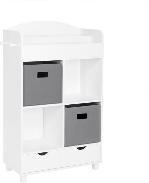 Riverridge Book Nook Kids Cubby Storage Cabinet With Bookrack Gray Bins